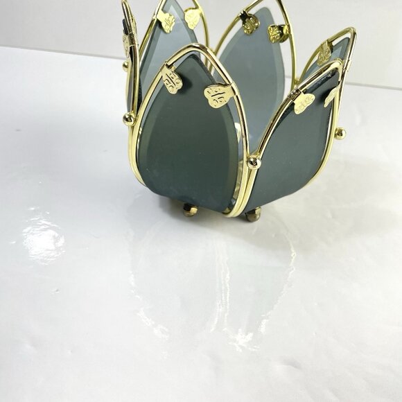 Vtg Lotus Flower Smoked Glass Matte Grey Lamp Shade Replacement Tulip Candle - Picture 3 of 8